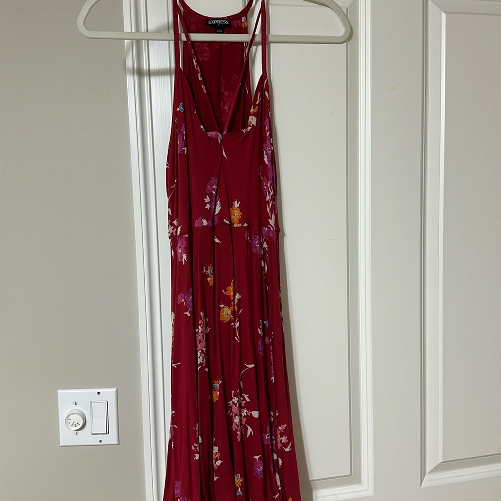 Red floral summer dress